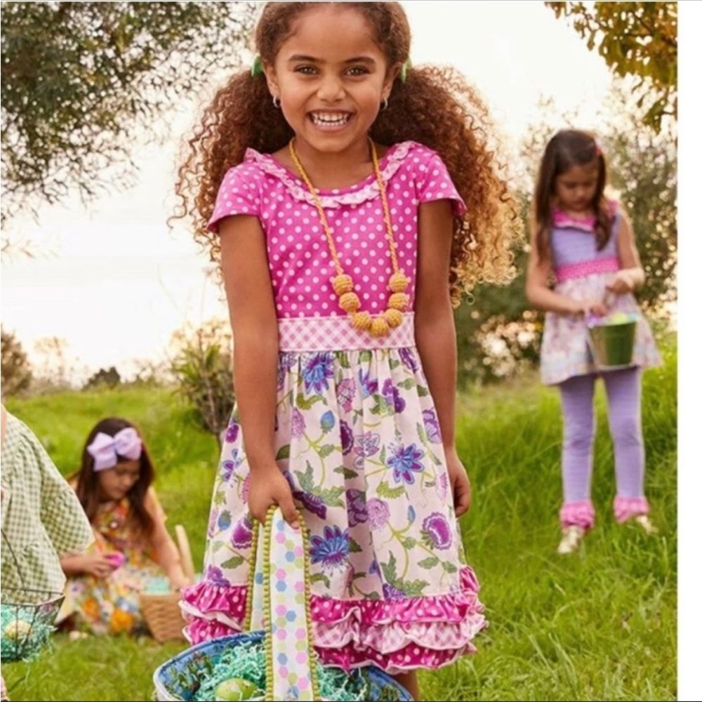 Matilda Jane Pink Brilliant Daydream Dot Dot Dot Dress Size 6 floral